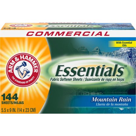 Arm & Hammer Essentials Dryer Sheets, Mountain Rain, 144 Sheets/Box, PK6 33200-00102